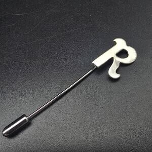 Vintage Silver Tone Letter R Initial Stick Pin Monogram Timeless Classic NOS